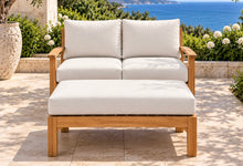 2 pc Huntington Teak Deep Seating Loveseat Daybed. Sunbrella Cushion.