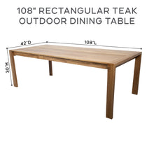 9 pc Venice Teak Arm Dining Set with 108" Rectangular Dining Table