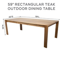 7 pc Venice Teak Dining Set with 59" Rectangular Dining Table