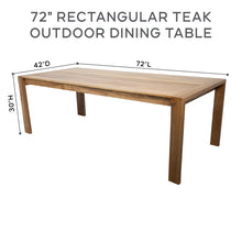 7 pc Venice Teak Armless Dining Set with 72" Rectangular Dining Table