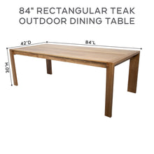 9 pc Venice Teak Arm Dining Set with 84" Rectangular Dining Table