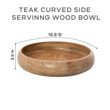 Teak Curved Side Serving Wood Bowl (K)