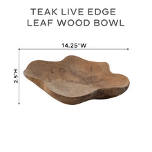 Teak Live Edge Leaf Wood Bowl (U)