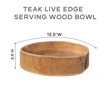 Teak Live Edge Straight Side Serving Wood Bowl (L)