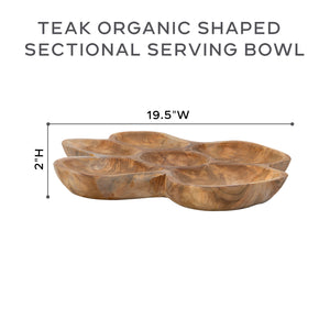 Teak Organic Shaped Sectional Serving Bowl (R)