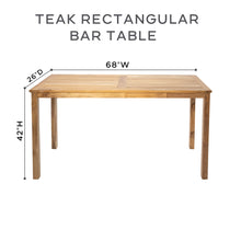 4 pc Monterey Teak Barstool with Rectangular Bar Table. Sunbrella Cushion.
