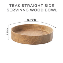 Teak Straight Side Serving Wood Bowl (J)