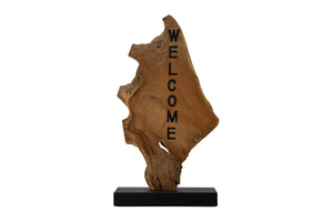 Teak Wood Welcome Sign Stand