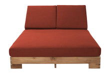 Pacific Teak Outdoor Double Chaise Lounger. Sunbrella Cushion.