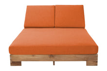 Pacific Teak Outdoor Double Chaise Lounger. Sunbrella Cushion.