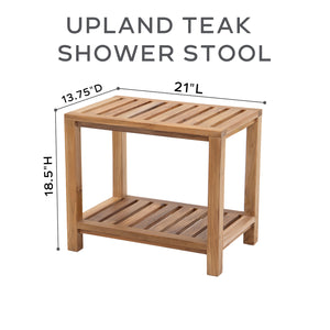 Upland 13.75"x21" Teak Rectangular Shower Stool
