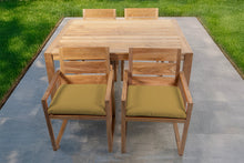 5 pc Venice Teak Arm Dining Set with 59" Rectangular Dining Table
