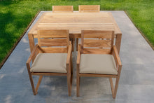5 pc Venice Teak Arm Dining Set with 59" Rectangular Dining Table