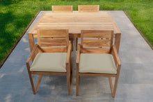 5 pc Venice Teak Arm Dining Set with 59" Rectangular Dining Table