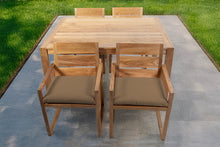 5 pc Venice Teak Arm Dining Set with 59" Rectangular Dining Table