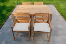 5 pc Venice Teak Arm Dining Set with 59" Rectangular Dining Table