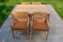 5 pc Venice Teak Arm Dining Set with 59" Rectangular Dining Table