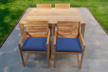5 pc Venice Teak Arm Dining Set with 59" Rectangular Dining Table