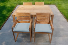 5 pc Venice Teak Arm Dining Set with 59" Rectangular Dining Table