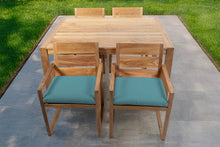 5 pc Venice Teak Arm Dining Set with 59" Rectangular Dining Table