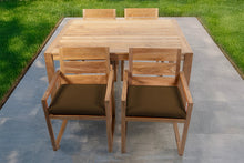 5 pc Venice Teak Arm Dining Set with 59" Rectangular Dining Table