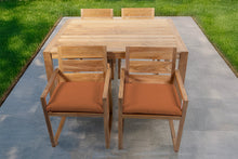5 pc Venice Teak Arm Dining Set with 59" Rectangular Dining Table