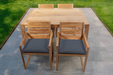 5 pc Venice Teak Arm Dining Set with 59" Rectangular Dining Table
