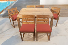 7 pc Venice Teak Dining Set with 59" Rectangular Dining Table