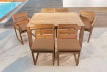 7 pc Venice Teak Dining Set with 59" Rectangular Dining Table