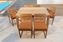 7 pc Venice Teak Dining Set with 59" Rectangular Dining Table