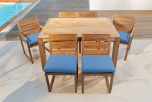 7 pc Venice Teak Dining Set with 59" Rectangular Dining Table