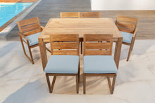 7 pc Venice Teak Dining Set with 59" Rectangular Dining Table