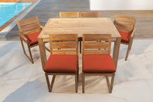7 pc Venice Teak Dining Set with 59" Rectangular Dining Table