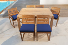 7 pc Venice Teak Dining Set with 59" Rectangular Dining Table