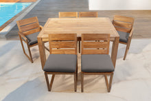 7 pc Venice Teak Dining Set with 59" Rectangular Dining Table