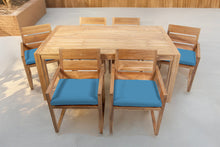 7 pc Venice Teak Arm Dining Set with 72" Rectangular Dining Table