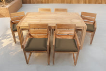 7 pc Venice Teak Arm Dining Set with 72" Rectangular Dining Table