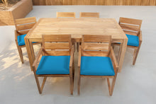 7 pc Venice Teak Arm Dining Set with 72" Rectangular Dining Table