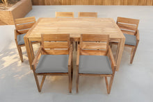 7 pc Venice Teak Arm Dining Set with 72" Rectangular Dining Table