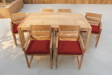 7 pc Venice Teak Arm Dining Set with 72" Rectangular Dining Table