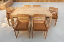 7 pc Venice Teak Arm Dining Set with 72" Rectangular Dining Table