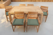 7 pc Venice Teak Arm Dining Set with 72" Rectangular Dining Table