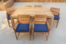 7 pc Venice Teak Arm Dining Set with 72" Rectangular Dining Table