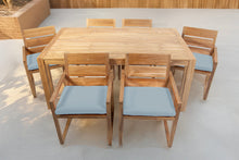 7 pc Venice Teak Arm Dining Set with 72" Rectangular Dining Table