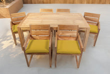 7 pc Venice Teak Arm Dining Set with 72" Rectangular Dining Table