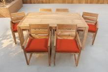 7 pc Venice Teak Arm Dining Set with 72" Rectangular Dining Table