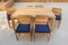 7 pc Venice Teak Arm Dining Set with 72" Rectangular Dining Table