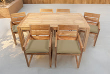 7 pc Venice Teak Arm Dining Set with 72" Rectangular Dining Table