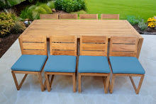 9 pc Venice Teak Armless Dining Set with 96" Rectangular Dining Table