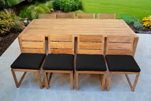 9 pc Venice Teak Armless Dining Set with 96" Rectangular Dining Table